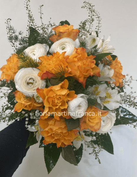 Bouquet bianco-arancio/giallo