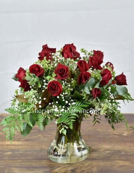 Bouquet di rose rosse confezionabile a steli